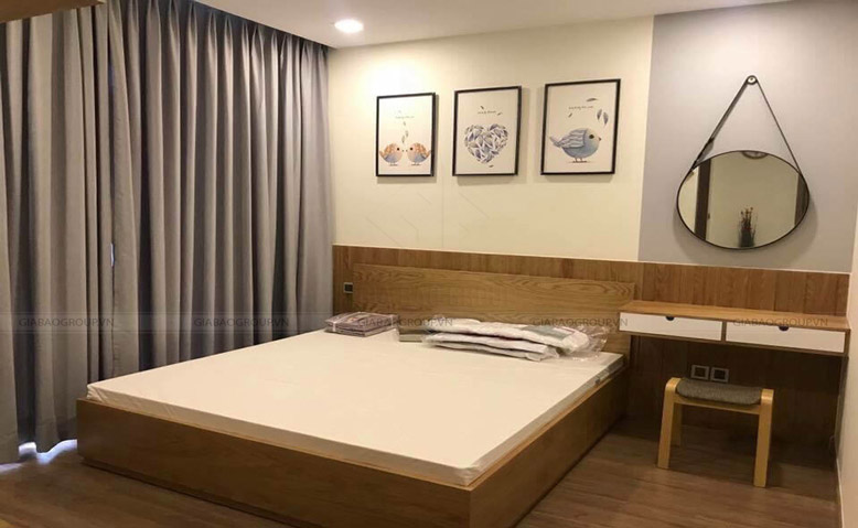 Thiết kế thi công nội thất căn hộ cho phòng ngủ master ấm áp
