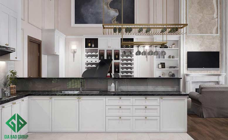 Thiết kế nội thất căn hộ chung cư cao cấp cho phòng bếp sang trọng