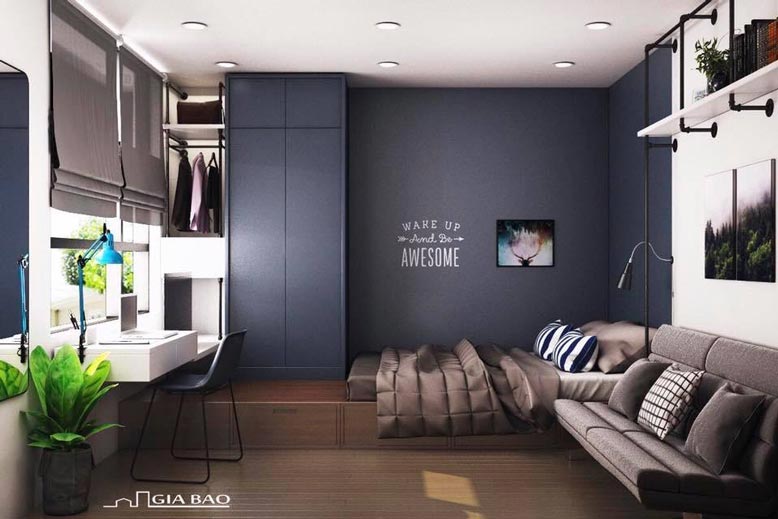 Vẻ đẹp trầm ấm của thiết kế căn hộ 1 phòng ngủ tphcm