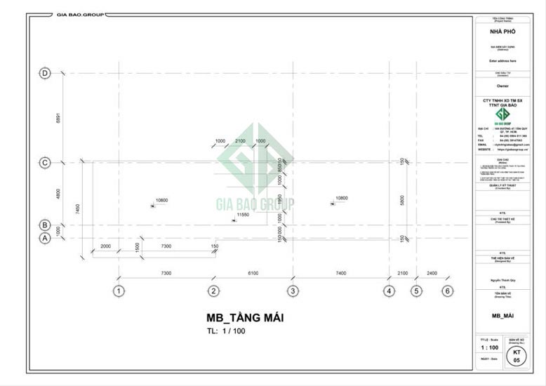 Mặt bằng tầng mái mẫu thiết kế nhà phố 3 tầng đẹp 