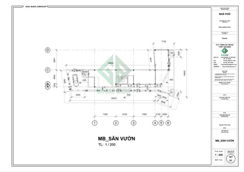 Bản vẽ sân vườn mẫu thiết kế nhà phố 3 tầng đẹp