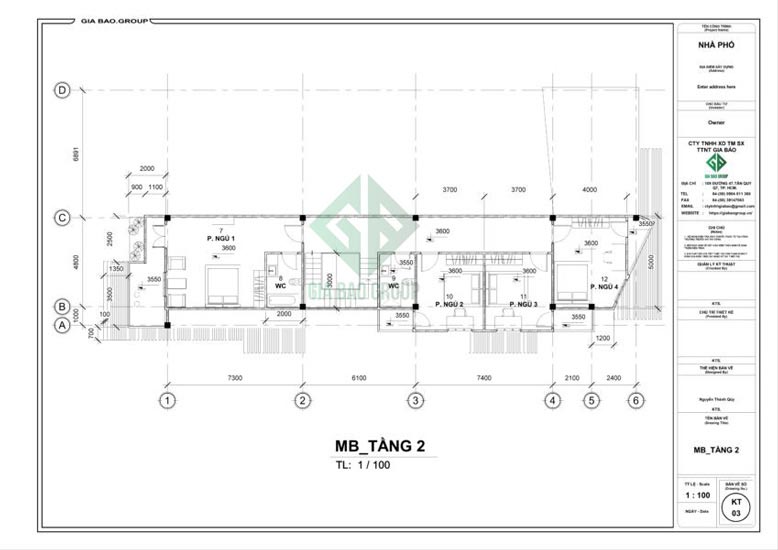 Tầng 2 mẫu thiết kế nhà phố 3 tầng đẹp 
