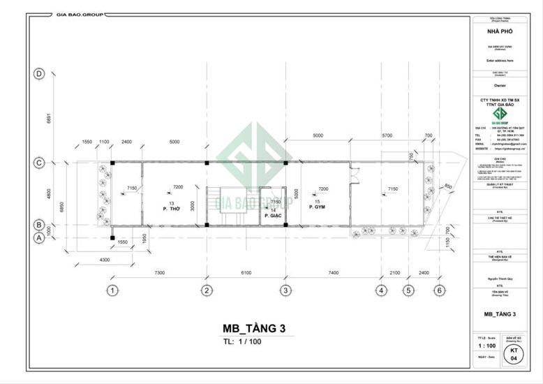 Tầng 3 mẫu thiết kế nhà phố 3 tầng đẹp 