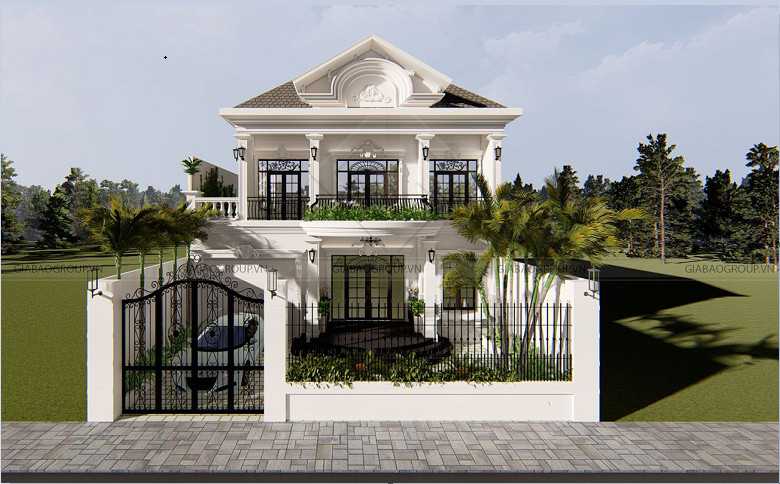 Mặt tiền của mẫu biệt thự tân cổ điển đẹp