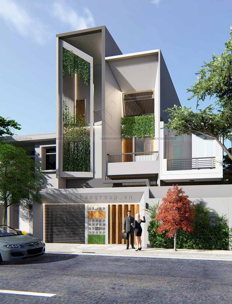 Mặt tiền mẫu thiết kế nhà phố 3 tầng hiện đại