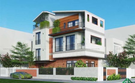 Mẫu nhà phố 3 tầng thiết kế gạch thông gió độc đáo, ấn tượng