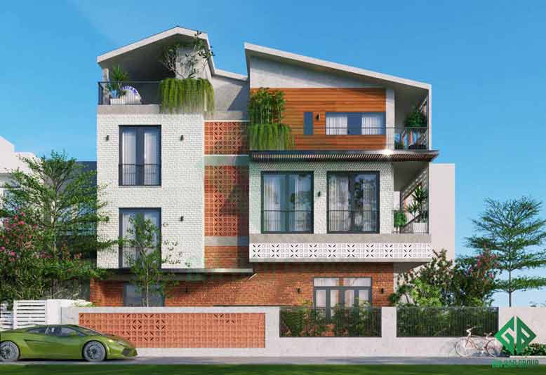 Mặt bên hông nhà của mẫu nhà phố 3 tầng