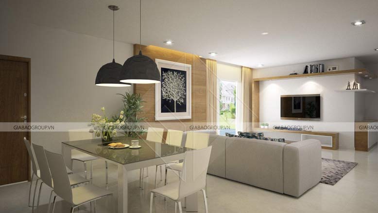 Thiết kế phòng khách biệt thự 2 tầng mái thái tại Long An