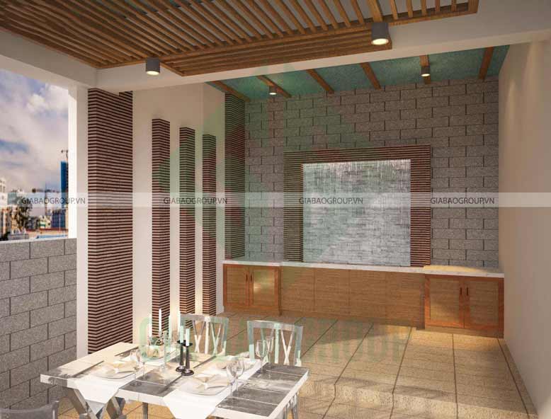 Phòng ăn trong thiết kế nội thất biệt thự mái thái