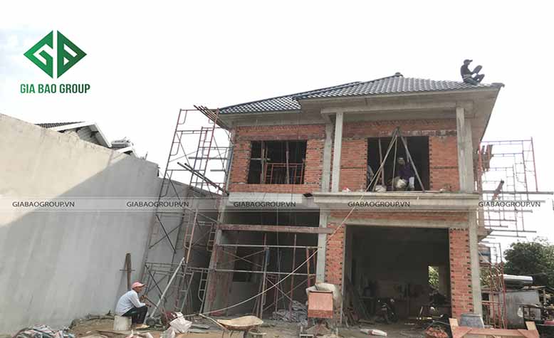 Thi công kiến trúc biệt thự nhà vườn 2 tầng mái Thái – chị Hồng, Củ Chi
