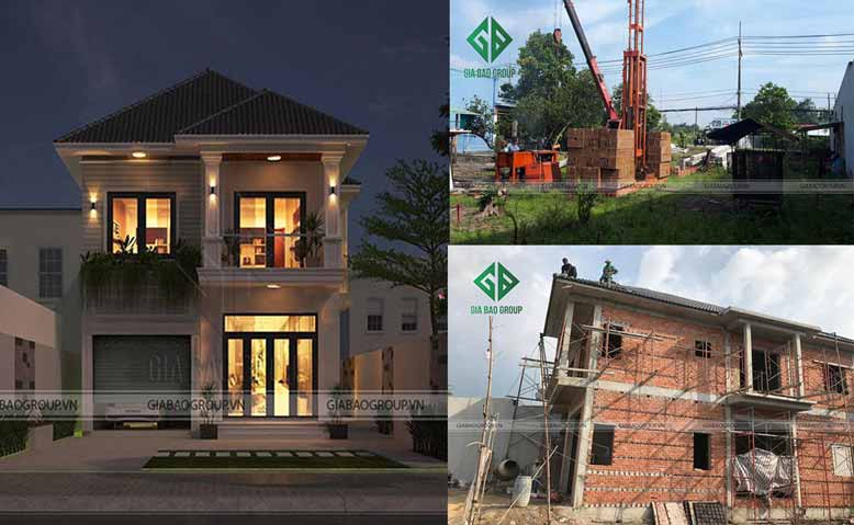 Hình ảnh thi công biệt thự nhà vườn 2 tầng