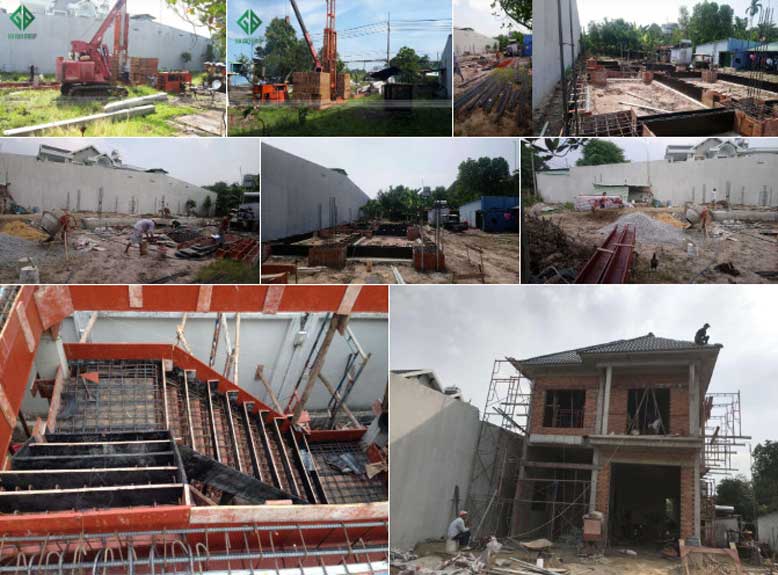 Hình ảnh thi công biệt thự nhà vườn 2 tầng