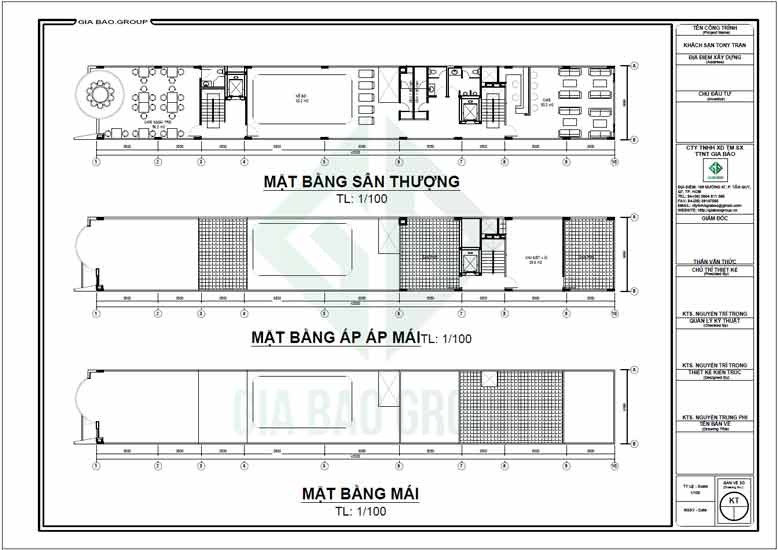 Ảnh mặt bằng sân thượng, mái và áp mái của mẫu khách sạn hiện đại 10 tầng