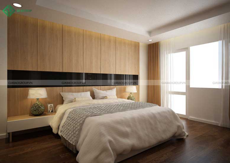Nội thất nhà phố hiện đại với phòng ngủ tràn ngập ánh sáng tự nhiên