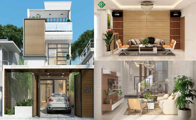 Thiết kế mẫu nhà phố 1 trệt 2 lầu không gian hiện đại