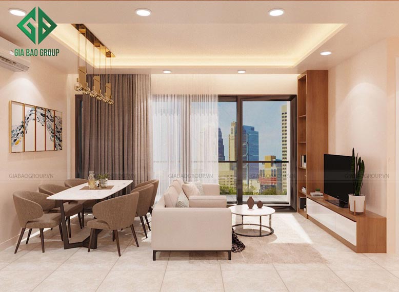 Thiết kế nội thất căn hộ Đảo Kim Cương ở phòng khách