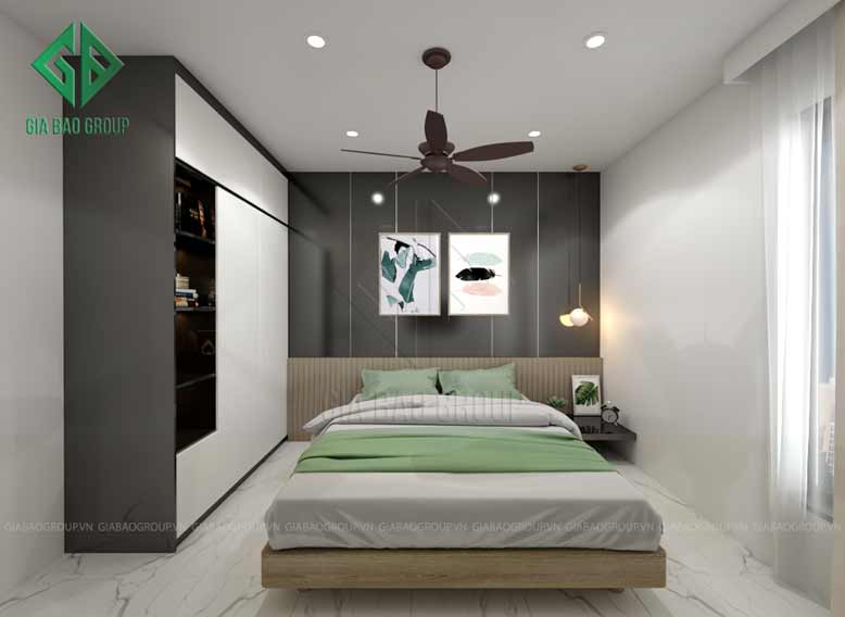 Phòng ngủ với không gian không quá lớn nhưng hài hòa