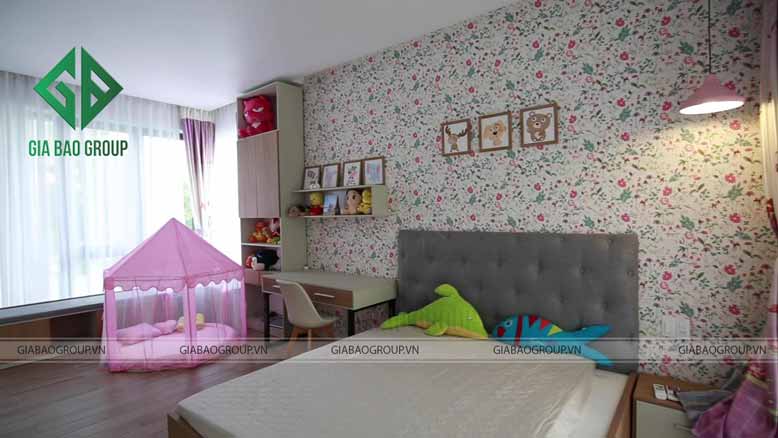 Phòng ngủ bé gái của nhà phố đẹp 3 tầng