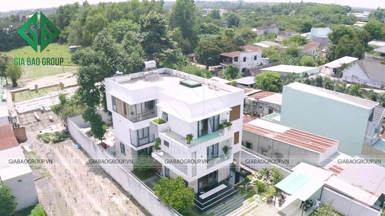 Toàn cảnh không gian bên ngoài của nhà phố đẹp 3 tầng