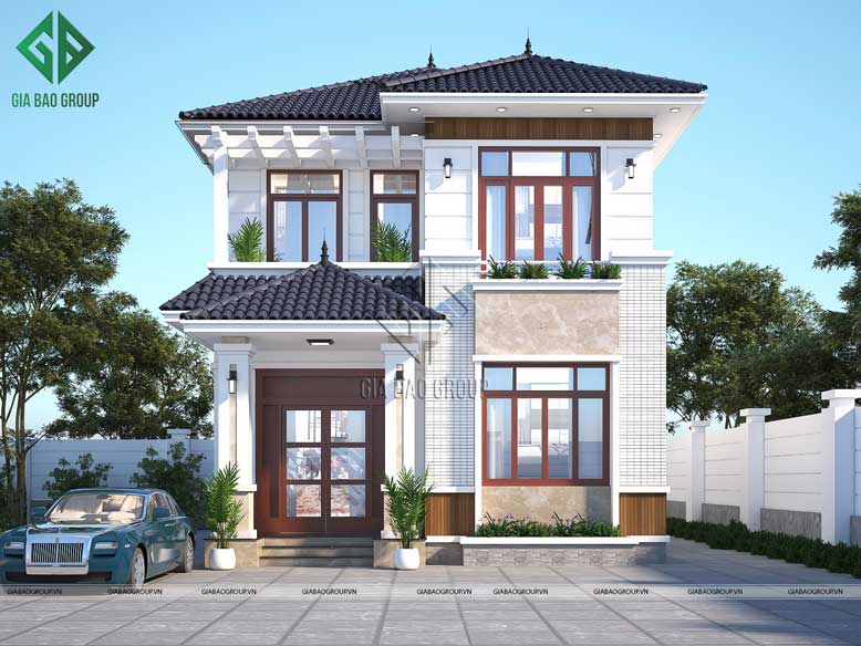 Màu sắc nhã nhặn của biệt thự 2 tầng hiện đại