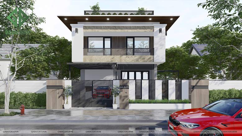 Ảnh 3d biệt thự hiện đại mái ngói