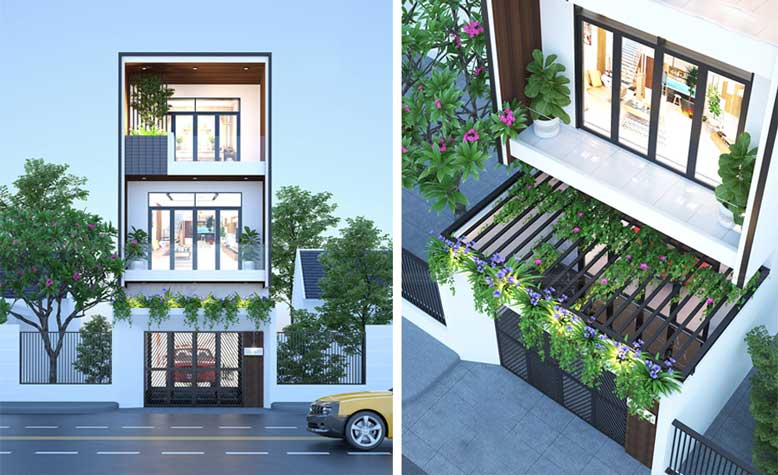 Màu sắc hài hòa nhà phố 3 tầng hiện đại đơn giản nhưng sang trọng