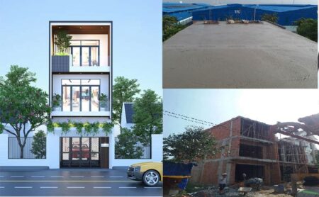 Thi công nhà phố 3 tầng hiện đại 5x16M tại Long An-TCKT11