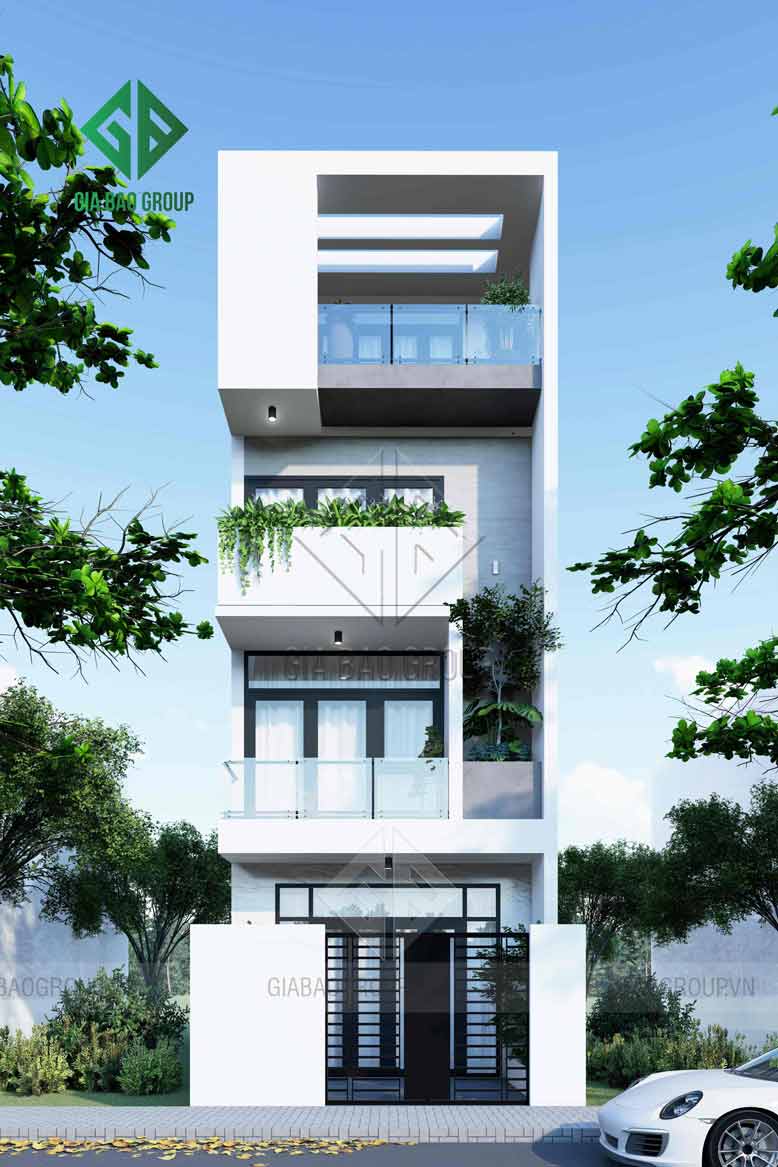 mẫu thiết kế nhà phố 1 trệt 3 lầu độc đáo và sáng tạo làm nên điểm nhấn riêng của ngôi nhà 