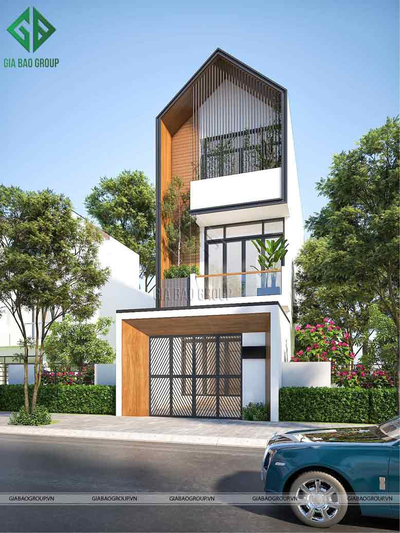 Nhà phố 3 tầng kết hợp mảng xanh tự nhiên