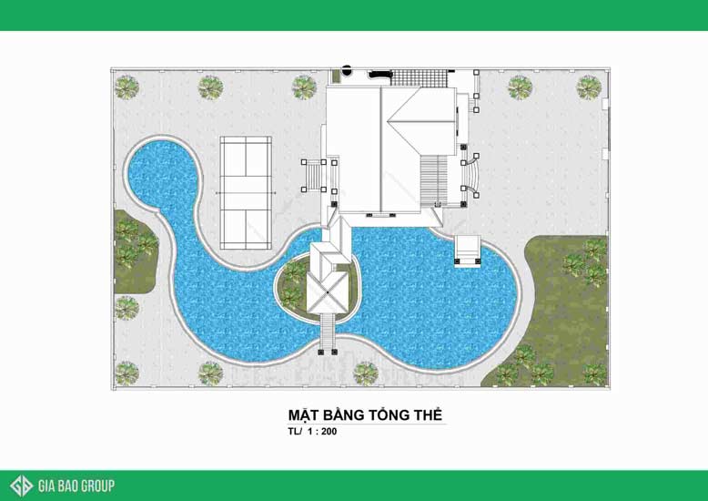 Mặt bằng tổng thể của biệt thự 2 tầng