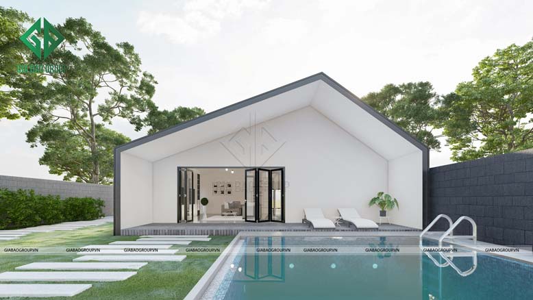 Nhà 1 tầng 3 phòng ngủ nhà vườn đơn giản 100m2