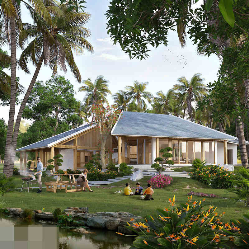 Biệt thự 1 tầng 3 phòng ngủ là nhà ở thường được xây dựng trên một diện tích đất lớn