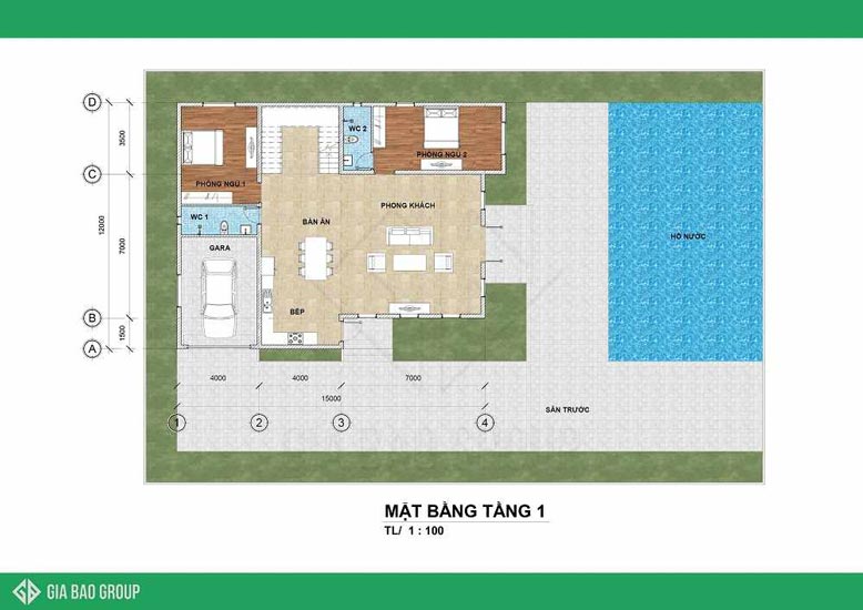 Mặt bằng thiết kế tầng 1