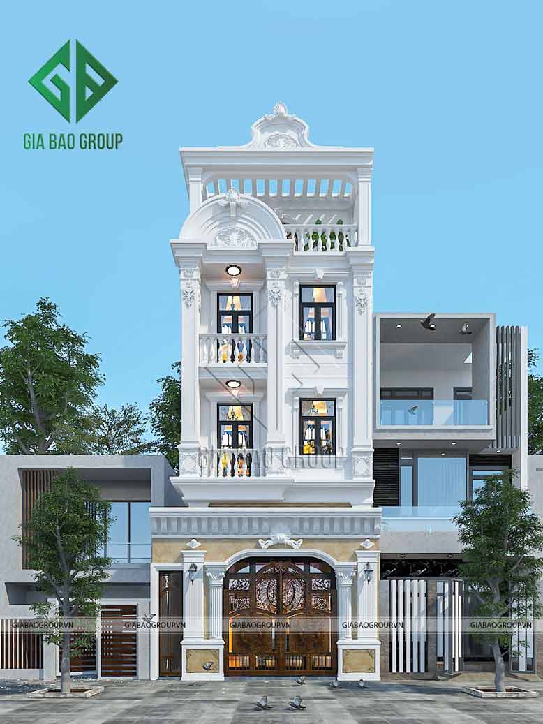 Thiết kế nhà phố 4 tầng gây ấn tượng về cả bố cục lẫn màu sắc