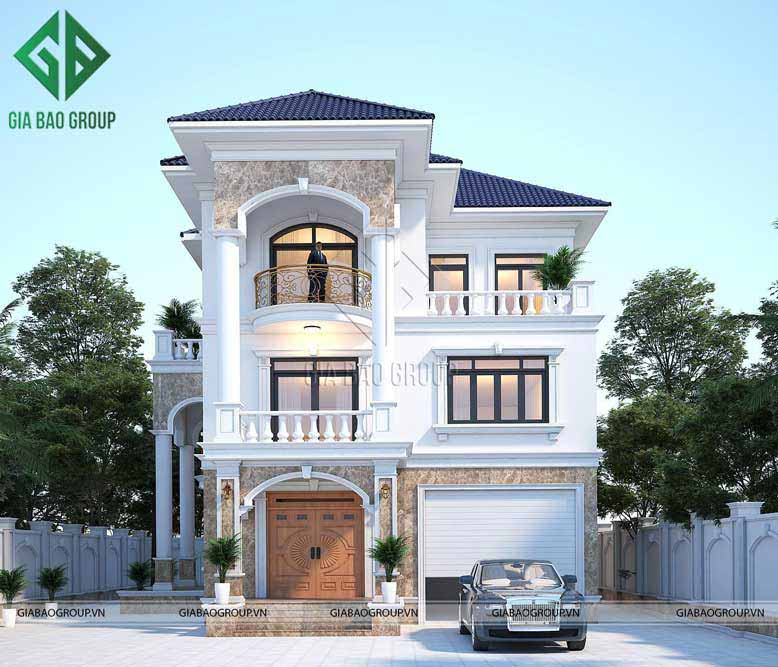 Nhà phố mái ngói tân cổ điển 3 tầng