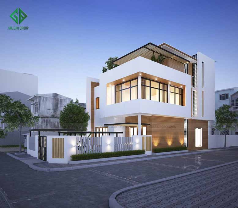 Thiết kế kiến trúc nhà phố mái bằng