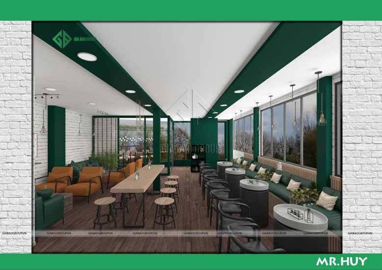 Thiết kế quán cafe với nội thất hài hòa bắt mắt