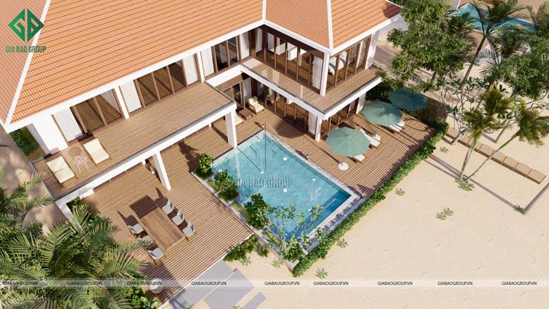Không gian lý tưởng của biệt thự ven biển khi nhìn từ trên xuống