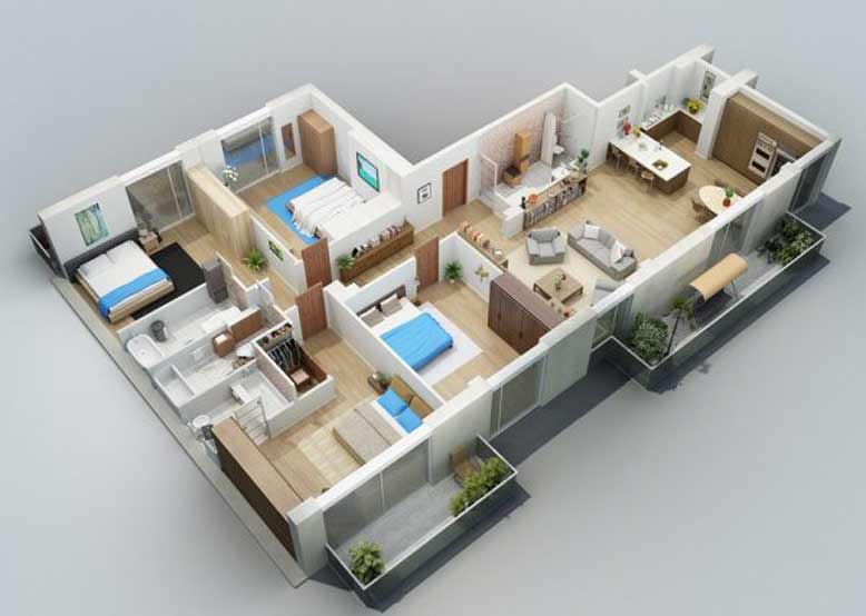 Nhà cấp 4 bốn phòng ngủ phù hợp với các gia đình đông thành viên. Gia đình có nhiều thế hệ sống chung