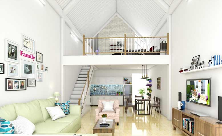 Nhà cấp 4 gác lửng tiết kiệm chi phí và diện tích của ngôi nhà