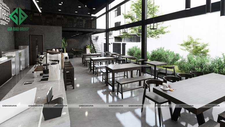 Thiết kế quán cafe với nội thất đơn giản, hiện đại
