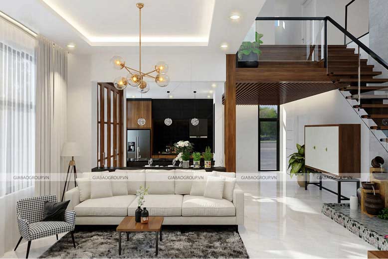 Không gian phòng khách được thi công vô cùng tỉ mỉ