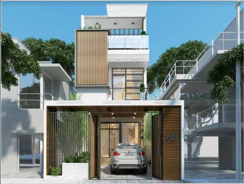Thiết kế nhà 1 trệt 2 lầu 5x20 hiện đại