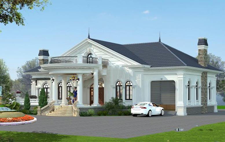 Mẫu nhà 1 tầng tân cổ điển thiết kế độc đáo