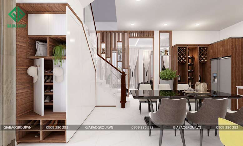 Bàn ăn được đặt ở vị trí vô cùng tiện lợi