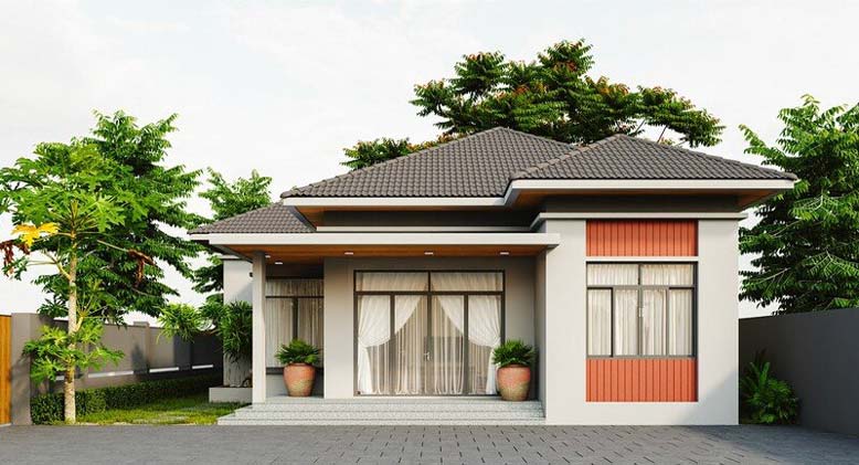Nhà 1 tầng mái Nhật kiến trúc hiện đại đơn giản