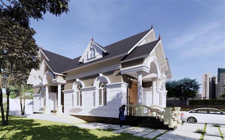Mẫu nhà 1 tầng mái thái có vẻ đẹp thu hút