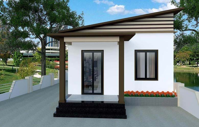 Mẫu nhà 1 tầng mái lệch