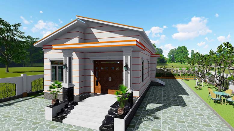 Kiến trúc nhà 1 tầng mái lệch không quá cầu kỳ phức tạp