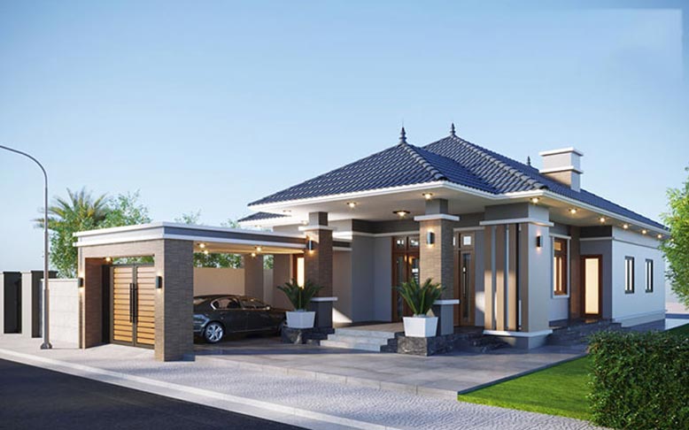 Mẫu nhà 1 tầng mái Nhật có kiến trúc đẹp nhất 2021